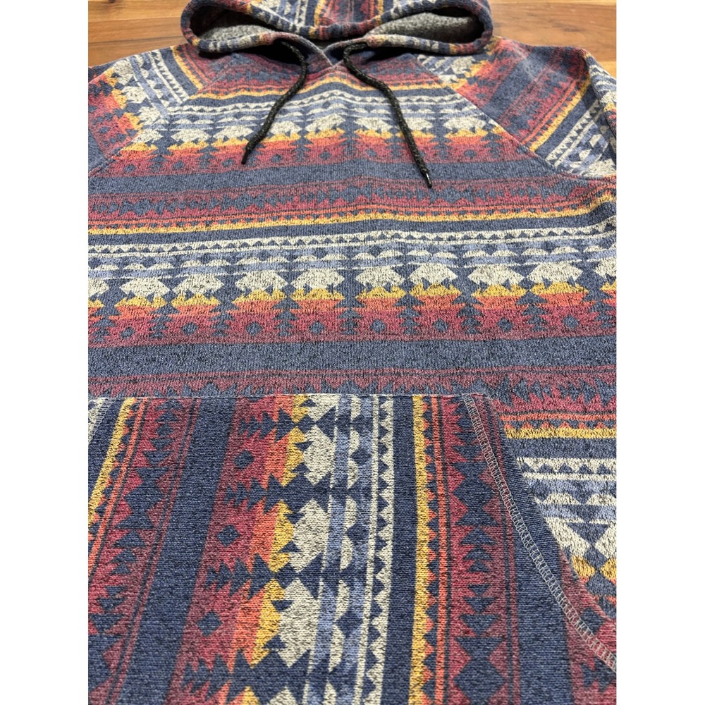 Brooklyn Cloth Mens Southwestern Buffalo Geometric Print Hoodie Blue Red Medium - Picture 2 of 7